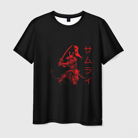 Мужская футболка 3D с принтом Японские иероглифы - самурай в Петрозаводске, 100% полиэфир | прямой крой, круглый вырез горловины, длина до линии бедер | Тематика изображения на принте: азия | воин | катана | меч | сегун | сэнсэй | харакири | честь | японец | япония