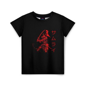 Детская футболка 3D с принтом Японские иероглифы - самурай в Петрозаводске, 100% гипоаллергенный полиэфир | прямой крой, круглый вырез горловины, длина до линии бедер, чуть спущенное плечо, ткань немного тянется | азия | воин | катана | меч | сегун | сэнсэй | харакири | честь | японец | япония