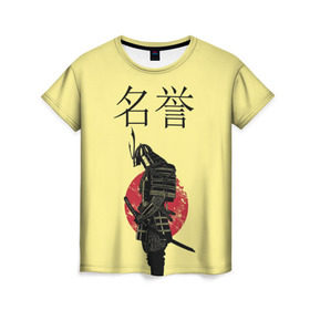 Женская футболка 3D с принтом Японский самурай (честь) в Петрозаводске, 100% полиэфир ( синтетическое хлопкоподобное полотно) | прямой крой, круглый вырез горловины, длина до линии бедер | meiyo | самурай | япония