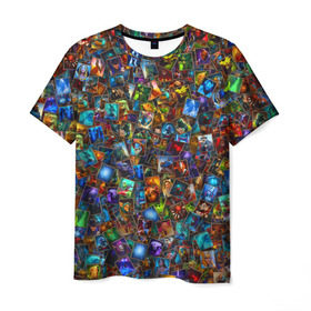 Мужская футболка 3D с принтом Герои DOTA2 в Петрозаводске, 100% полиэфир | прямой крой, круглый вырез горловины, длина до линии бедер | rpg | warcraft | дота | карточки | паттерн | персонажи | стратегия | текстура