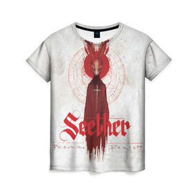 Женская футболка 3D с принтом Seether в Петрозаводске, 100% полиэфир ( синтетическое хлопкоподобное полотно) | прямой крой, круглый вырез горловины, длина до линии бедер | album | poison the parish | seether | рок