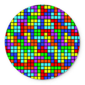 Коврик круглый с принтом Тетрис в Петрозаводске, резина и полиэстер | круглая форма, изображение наносится на всю лицевую часть | геометрия | игра | кубики | тетрис
