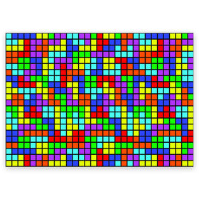 Поздравительная открытка с принтом Тетрис в Петрозаводске, 100% бумага | плотность бумаги 280 г/м2, матовая, на обратной стороне линовка и место для марки
 | геометрия | игра | кубики | тетрис