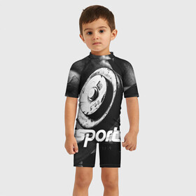 Детский купальный костюм 3D с принтом Гиря и мышцы в Петрозаводске, Полиэстер 85%, Спандекс 15% | застежка на молнии на спине | crossfit | атлетика | гантель | качалка | качок | кроссфит | мускулы | мышцы | сила | спортсмен | тяжелая