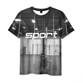 Мужская футболка 3D с принтом Спортзал в Петрозаводске, 100% полиэфир | прямой крой, круглый вырез горловины, длина до линии бедер | crossfit | атлетика | зал | качалка | кроссфит | тренажер | тяжелая | фитнес