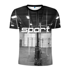 Мужская футболка 3D спортивная с принтом Спортзал в Петрозаводске, 100% полиэстер с улучшенными характеристиками | приталенный силуэт, круглая горловина, широкие плечи, сужается к линии бедра | crossfit | атлетика | зал | качалка | кроссфит | тренажер | тяжелая | фитнес