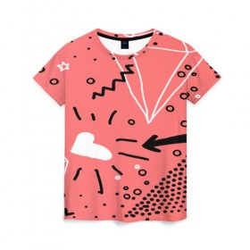 Женская футболка 3D с принтом pattern story в Петрозаводске, 100% полиэфир ( синтетическое хлопкоподобное полотно) | прямой крой, круглый вырез горловины, длина до линии бедер | 3d | pop art | triangle | абстракция | геометрия | другие | поп арт | яркие