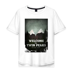 Мужская футболка хлопок Oversize с принтом Twin Peaks в Петрозаводске, 100% хлопок | свободный крой, круглый ворот, “спинка” длиннее передней части | twin peaks | дэвид линч | лес | лора палмер | сова | твин пикс | туман