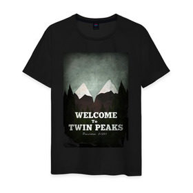 Мужская футболка хлопок с принтом Twin Peaks в Петрозаводске, 100% хлопок | прямой крой, круглый вырез горловины, длина до линии бедер, слегка спущенное плечо. | twin peaks | дэвид линч | лес | лора палмер | сова | твин пикс | туман