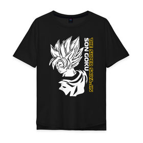 Мужская футболка хлопок Oversize с принтом Super Saiya-jin в Петрозаводске, 100% хлопок | свободный крой, круглый ворот, “спинка” длиннее передней части | dragon ball z | son goku | ssj | super saiya jin | сон гоку | сс