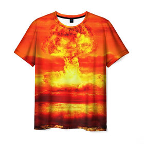 Мужская футболка 3D с принтом Ядерный взрыв в Петрозаводске, 100% полиэфир | прямой крой, круглый вырез горловины, длина до линии бедер | взрыв | гриб | огонь