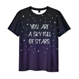 Мужская футболка 3D с принтом Sky в Петрозаводске, 100% полиэфир | прямой крой, круглый вырез горловины, длина до линии бедер | chris martin | coldplay | night | sky | stars | звезды | колдплей | крис мартин | небо