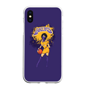 Чехол для iPhone XS Max матовый с принтом Lakers в Петрозаводске, Силикон | Область печати: задняя сторона чехла, без боковых панелей | basketball | cheerleader | girl | lakers | nba | street