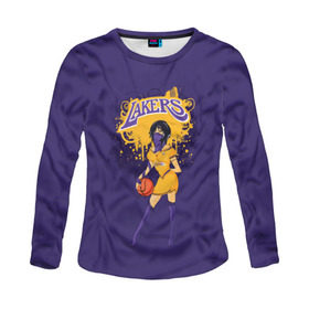 Женский лонгслив 3D с принтом Lakers в Петрозаводске, 100% полиэстер | длинные рукава, круглый вырез горловины, полуприлегающий силуэт | basketball | cheerleader | girl | lakers | nba | street
