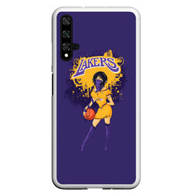 Чехол для Honor 20 с принтом Lakers в Петрозаводске, Силикон | Область печати: задняя сторона чехла, без боковых панелей | basketball | cheerleader | girl | lakers | nba | street