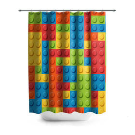 Штора 3D для ванной с принтом Лего в Петрозаводске, 100% полиэстер | плотность материала — 100 г/м2. Стандартный размер — 146 см х 180 см. По верхнему краю — пластиковые люверсы для креплений. В комплекте 10 пластиковых колец | lego | tetris | детальки | лего | разноцветные
