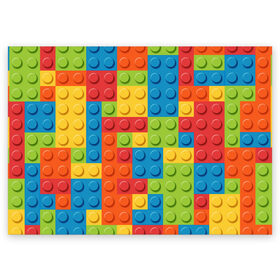 Поздравительная открытка с принтом Лего в Петрозаводске, 100% бумага | плотность бумаги 280 г/м2, матовая, на обратной стороне линовка и место для марки
 | Тематика изображения на принте: lego | tetris | детальки | лего | разноцветные