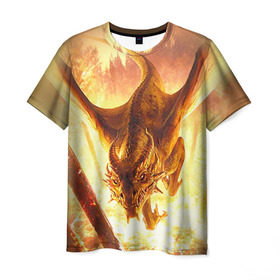 Мужская футболка 3D с принтом Дракон в Петрозаводске, 100% полиэфир | прямой крой, круглый вырез горловины, длина до линии бедер | Тематика изображения на принте: gwent | witcher | ведьмак | гвинт | геральт | дракон