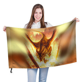 Флаг 3D с принтом Дракон в Петрозаводске, 100% полиэстер | плотность ткани — 95 г/м2, размер — 67 х 109 см. Принт наносится с одной стороны | gwent | witcher | ведьмак | гвинт | геральт | дракон