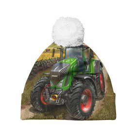 Шапка 3D c помпоном с принтом Farming simulator 2 в Петрозаводске, 100% полиэстер | универсальный размер, печать по всей поверхности изделия | farming | simulator | трактор | фермер