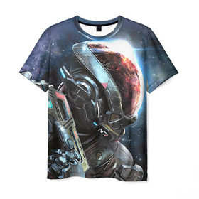 Мужская футболка 3D с принтом ME Andromeda 1 в Петрозаводске, 100% полиэфир | прямой крой, круглый вырез горловины, длина до линии бедер | andromeda | effect | андромеда | массб эффект | эфект