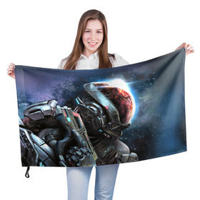 Флаг 3D с принтом ME Andromeda 1 в Петрозаводске, 100% полиэстер | плотность ткани — 95 г/м2, размер — 67 х 109 см. Принт наносится с одной стороны | andromeda | effect | андромеда | массб эффект | эфект