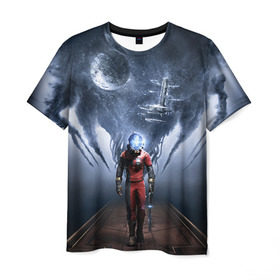 Мужская футболка 3D с принтом Prey 1 в Петрозаводске, 100% полиэфир | прямой крой, круглый вырез горловины, длина до линии бедер | Тематика изображения на принте: prey | космос | прей | прэй