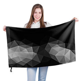 Флаг 3D с принтом Abstract gray в Петрозаводске, 100% полиэстер | плотность ткани — 95 г/м2, размер — 67 х 109 см. Принт наносится с одной стороны | abstraction | абстракция | геометрия | грани | изгиб | линии | полигоны | полосы | постель | розовый | сочетания | текстура | треугольники