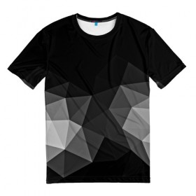Мужская футболка 3D с принтом Abstract gray в Петрозаводске, 100% полиэфир | прямой крой, круглый вырез горловины, длина до линии бедер | abstraction | абстракция | геометрия | грани | изгиб | линии | полигоны | полосы | постель | розовый | сочетания | текстура | треугольники