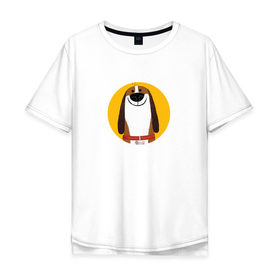 Мужская футболка хлопок Oversize с принтом Собака Улыбака в Петрозаводске, 100% хлопок | свободный крой, круглый ворот, “спинка” длиннее передней части | 