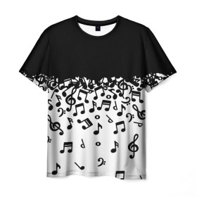 Мужская футболка 3D с принтом Поглощение музыкой в Петрозаводске, 100% полиэфир | прямой крой, круглый вырез горловины, длина до линии бедер | абстракция | арт | дизайн | музыка | ноты | ритм