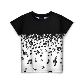 Детская футболка 3D с принтом Поглощение музыкой в Петрозаводске, 100% гипоаллергенный полиэфир | прямой крой, круглый вырез горловины, длина до линии бедер, чуть спущенное плечо, ткань немного тянется | абстракция | арт | дизайн | музыка | ноты | ритм