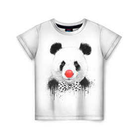Детская футболка 3D с принтом Панда в Петрозаводске, 100% гипоаллергенный полиэфир | прямой крой, круглый вырез горловины, длина до линии бедер, чуть спущенное плечо, ткань немного тянется | бант | китай | клоун | медведь | мишка | нос | панда