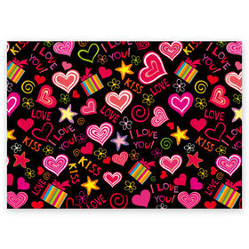 Поздравительная открытка с принтом Love в Петрозаводске, 100% бумага | плотность бумаги 280 г/м2, матовая, на обратной стороне линовка и место для марки
 | kiss | love | звезды | любовь | подарок | поцелуй | сердце | цветы