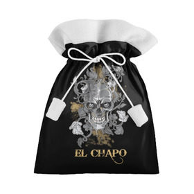 Подарочный 3D мешок с принтом El Chapo в Петрозаводске, 100% полиэстер | Размер: 29*39 см | el chapo | глаза | скелет | тату | цветы | череп