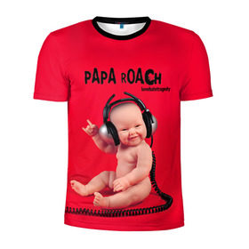 Мужская футболка 3D спортивная с принтом Paparoach 7 в Петрозаводске, 100% полиэстер с улучшенными характеристиками | приталенный силуэт, круглая горловина, широкие плечи, сужается к линии бедра | papa roach | roach | папа роач | папароач | папароч | роач | роч