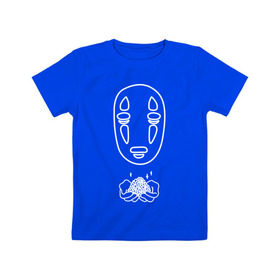Детская футболка хлопок с принтом безликий в Петрозаводске, 100% хлопок | круглый вырез горловины, полуприлегающий силуэт, длина до линии бедер | Тематика изображения на принте: anime | ghost | унесённые призраками
