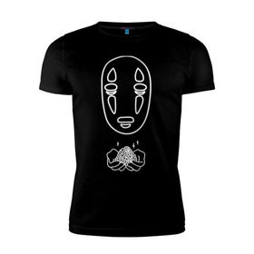 Мужская футболка премиум с принтом безликий в Петрозаводске, 92% хлопок, 8% лайкра | приталенный силуэт, круглый вырез ворота, длина до линии бедра, короткий рукав | anime | ghost | унесённые призраками