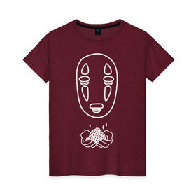 Женская футболка хлопок с принтом безликий в Петрозаводске, 100% хлопок | прямой крой, круглый вырез горловины, длина до линии бедер, слегка спущенное плечо | anime | ghost | унесённые призраками