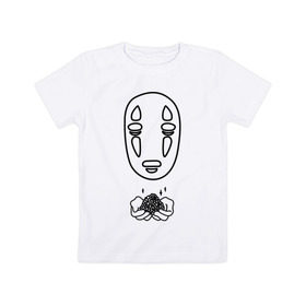 Детская футболка хлопок с принтом безликий в Петрозаводске, 100% хлопок | круглый вырез горловины, полуприлегающий силуэт, длина до линии бедер | anime | ghost | унесённые призраками
