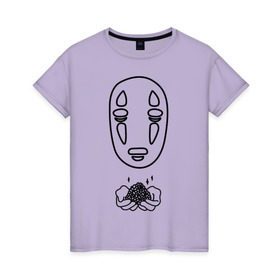 Женская футболка хлопок с принтом безликий в Петрозаводске, 100% хлопок | прямой крой, круглый вырез горловины, длина до линии бедер, слегка спущенное плечо | anime | ghost | унесённые призраками