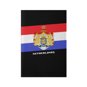Обложка для паспорта матовая кожа с принтом Флаг и герб Нидерланды в Петрозаводске, натуральная матовая кожа | размер 19,3 х 13,7 см; прозрачные пластиковые крепления | Тематика изображения на принте: амстердам | голландия | европа