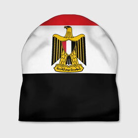 Шапка 3D с принтом Флаг и герб Египта в Петрозаводске, 100% полиэстер | универсальный размер, печать по всей поверхности изделия | символ страна
