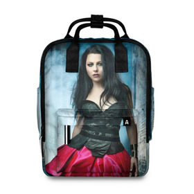 Женский рюкзак 3D с принтом Evanescence в Петрозаводске, 100% полиэстер | лямки с регулируемой длиной, сверху ручки, чтобы рюкзак нести как сумку. Основное отделение закрывается на молнию, как и внешний карман. Внутри два дополнительных кармана, один из которых закрывается на молнию. По бокам два дополнительных кармашка, куда поместится маленькая бутылочка
 | Тематика изображения на принте: evanescence | fallen | the open door | джен маджура | иванесенс | тим маккорд | трой маклоухорн | уилл хант | эванесенс | эми ли