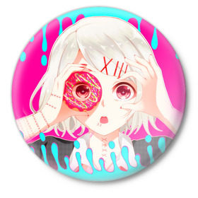 Значок с принтом Juuzou Suzuya в Петрозаводске,  металл | круглая форма, металлическая застежка в виде булавки | anime | ghoul | tokyo | tokyo ghoul | гуль | джузо сузуя