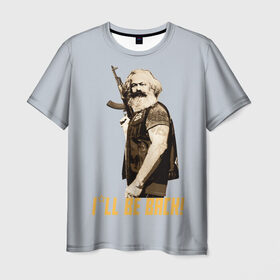 Мужская футболка 3D с принтом Карл Маркс в Петрозаводске, 100% полиэфир | прямой крой, круглый вырез горловины, длина до линии бедер | карл | маркс | о.м.с.к. | революция | сссркапитал