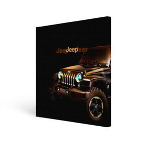 Холст квадратный с принтом Jeep в Петрозаводске, 100% ПВХ |  | brand | car | chrysler | jeep | logo | usa | автомобиль | джип | крайслер | логотип | марка | сша