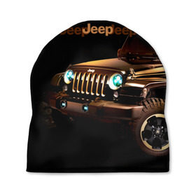 Шапка 3D с принтом Jeep в Петрозаводске, 100% полиэстер | универсальный размер, печать по всей поверхности изделия | Тематика изображения на принте: brand | car | chrysler | jeep | logo | usa | автомобиль | джип | крайслер | логотип | марка | сша