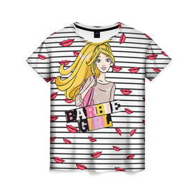 Женская футболка 3D с принтом Барби 8 в Петрозаводске, 100% полиэфир ( синтетическое хлопкоподобное полотно) | прямой крой, круглый вырез горловины, длина до линии бедер | barbie | барби | девочка | девушка | кукла