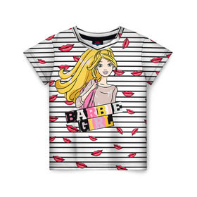 Детская футболка 3D с принтом Барби 8 в Петрозаводске, 100% гипоаллергенный полиэфир | прямой крой, круглый вырез горловины, длина до линии бедер, чуть спущенное плечо, ткань немного тянется | barbie | барби | девочка | девушка | кукла